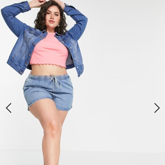 ASOS Simply Be Denim Plus Size US 22 UK 26 Western Cotton Stretch Denim Jacket - Picture 2 of 10